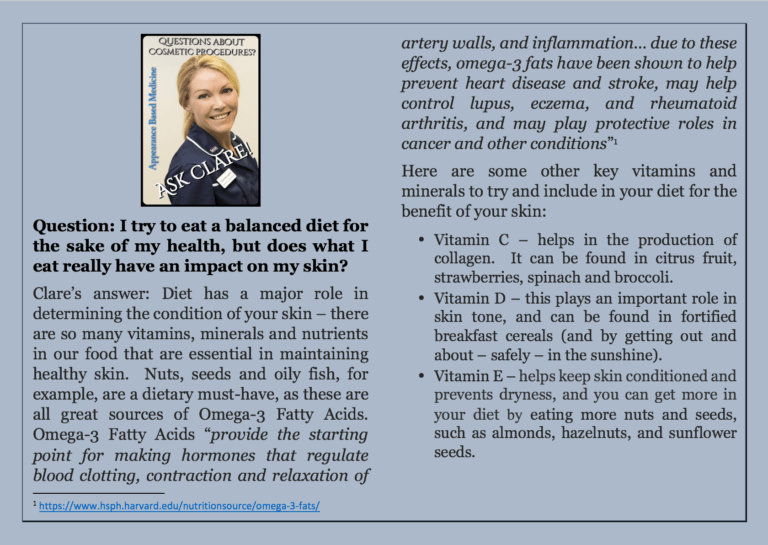 Balanced diet and lifestyle for skin care